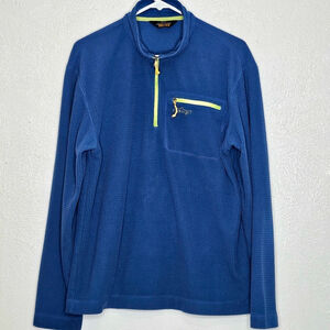 Orvis Blue Trout Bum 1/4 Zip Pullover Sweater Neon Micro Grid Men's Size Medium